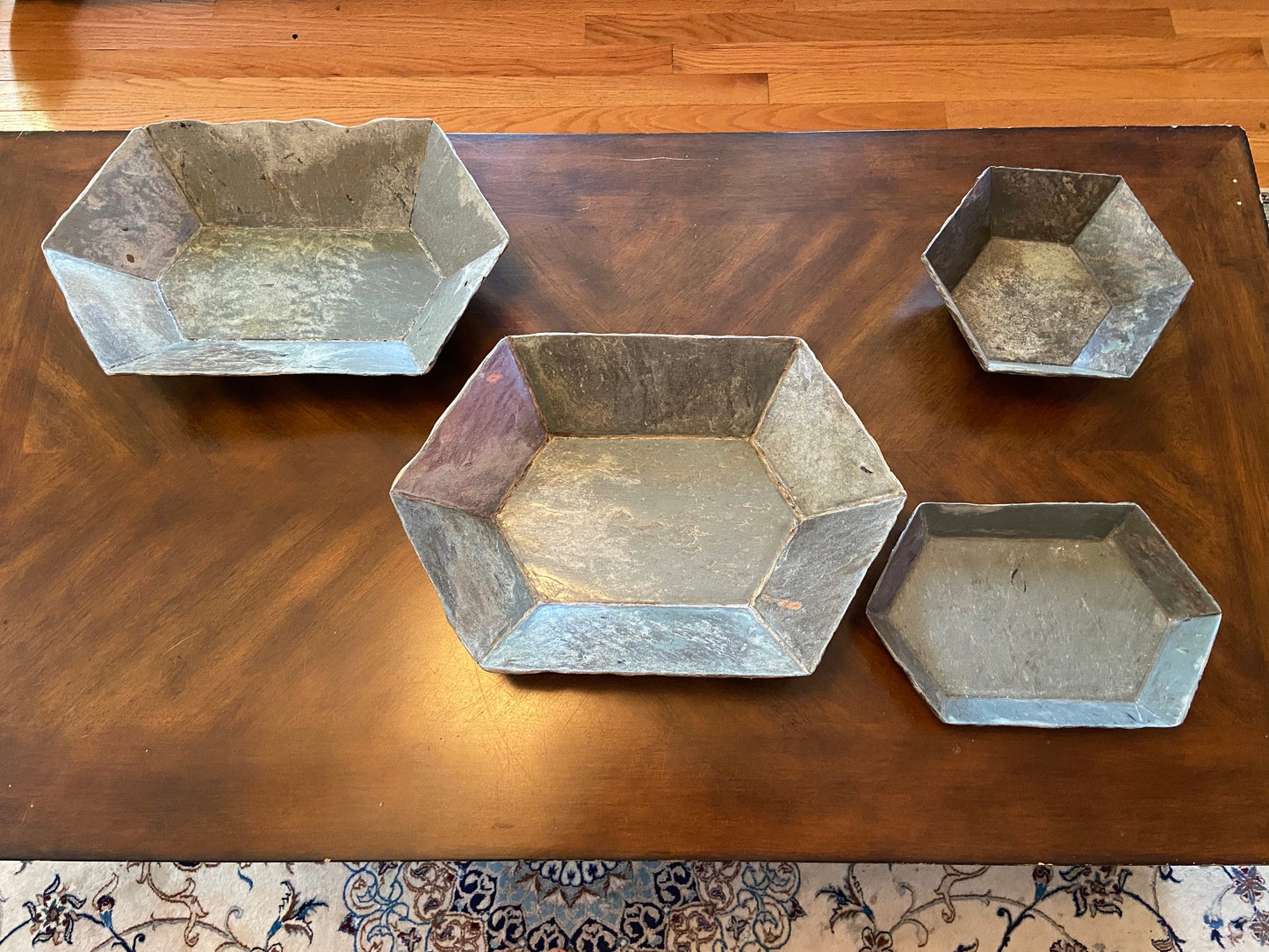 Reclaimed slate bowl, unique hexagon shape, unique home decor item and all are one of a kind! Various sizes available. Custom work possible.