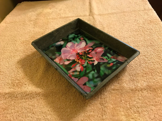 Vintage slate tray with photo applied to the base. Entire piece is sealed with a premium grade, high gloss epoxy for an amazing finish!